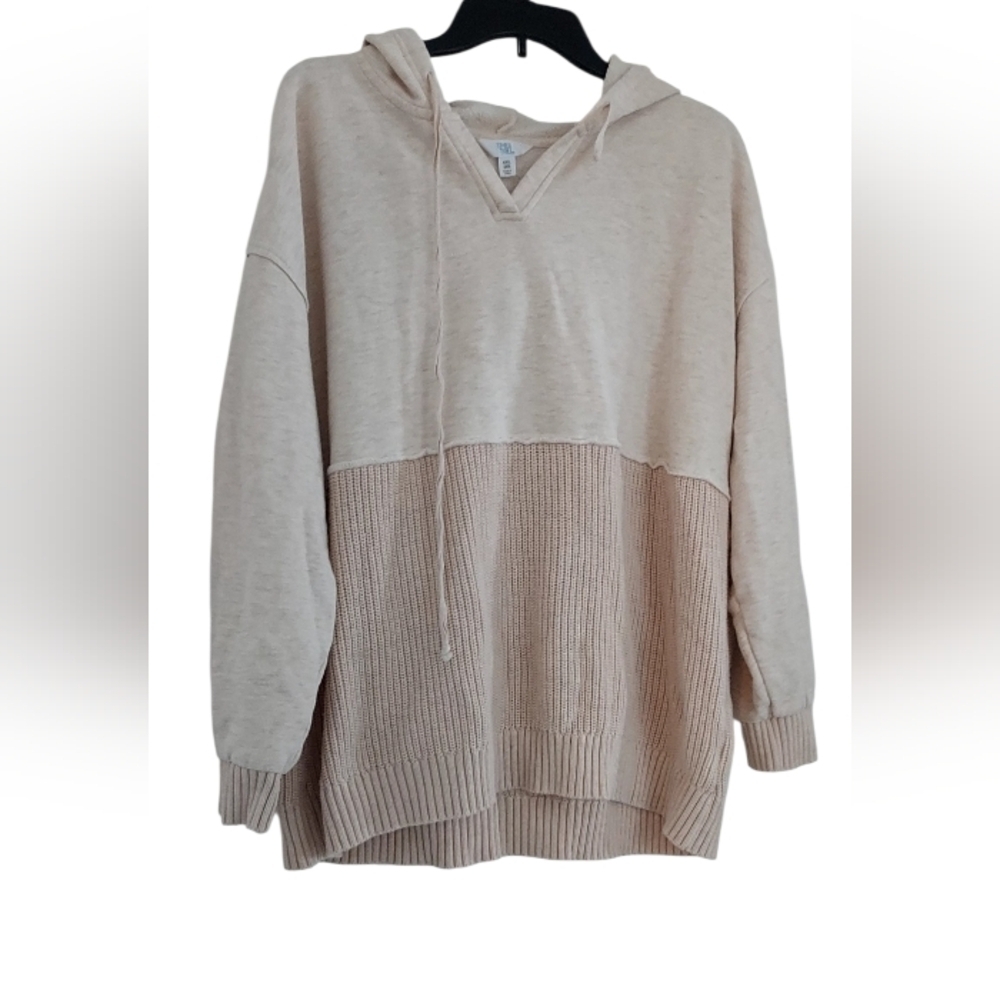 Time and Tru Cream Knit Pullover Hoodie